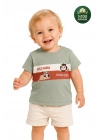 Erkek Çocuk İnce Yazlık %100 Pamuk Kısa Kollu Aslan Desenli Erkek Bebek Yeşil T-shirt