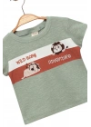 Erkek Çocuk İnce Yazlık %100 Pamuk Kısa Kollu Aslan Desenli Erkek Bebek Yeşil T-shirt