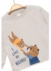 Ayıcık Baskılı %100 Pamuk İnce Mevsimlik Uzun Kollu Çocuk Tshirt - Çocuk Giyim