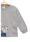 Ayıcık Baskılı %100 Pamuk İnce Mevsimlik Uzun Kollu Çocuk Tshirt - Çocuk Giyim