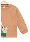 Ayıcık Baskılı %100 Pamuk İnce Mevsimlik Uzun Kollu Çocuk Tshirt - Çocuk Giyim