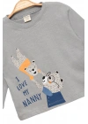 Ayıcık Baskılı %100 Pamuk İnce Mevsimlik Uzun Kollu Çocuk Tshirt - Çocuk Giyim