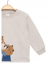 Ayıcık Baskılı %100 Pamuk İnce Mevsimlik Uzun Kollu Çocuk Tshirt - Çocuk Giyim