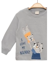Ayıcık Baskılı %100 Pamuk İnce Mevsimlik Uzun Kollu Çocuk Tshirt - Çocuk Giyim