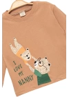 Ayıcık Baskılı %100 Pamuk İnce Mevsimlik Uzun Kollu Çocuk Tshirt - Çocuk Giyim
