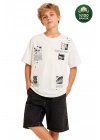 Erkek Basic Kısa Kollu %100 Pamuk Baskılı Nakış Detaylı Havalı ve Rahat Beyaz T-Shirt