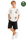 Erkek Basic Kısa Kollu %100 Pamuk Baskılı Nakış Detaylı Havalı ve Rahat Beyaz T-Shirt