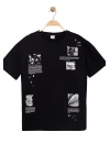 Erkek Basic Kısa Kollu %100 Pamuk Baskılı Nakış Detaylı Havalı ve Rahat Siyah T-Shirt
