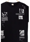 Erkek Basic Kısa Kollu %100 Pamuk Baskılı Nakış Detaylı Havalı ve Rahat Siyah T-Shirt
