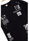 Erkek Basic Kısa Kollu %100 Pamuk Baskılı Nakış Detaylı Havalı ve Rahat Siyah T-Shirt