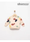 Erkek Bebek Bej / Kiremit Renk Soyut Geometrik Desenli Sweat