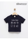 Erkek Bebek Füme Renk Slow Day Şantuklu Tişört