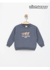 Erkek Bebek İndigo Renk Forest Adventures Awaıt Baskılı Sweat