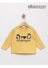 Erkek Bebek Sarı Renk Cute Baby Penguıns Baskılı Sweat