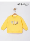 Erkek Bebek Sarı Renk Tatlı Peluş Oyuncaklar Aplikeli Sweat