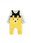 Erkek Bebek Sevimli Hayvan Desenli Tulum Badi 2li Set - Bebek Giyim