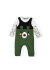 Erkek Bebek Sevimli Hayvan Desenli Tulum Badi 2li Set - Bebek Giyim