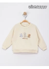 Erkek Bebek Taş Renk Tatlı Peluş Oyuncaklar Aplikeli Sweat
