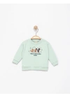 Erkek Bebek Yeşil Renk Forest Adventures Awaıt Baskılı Sweat