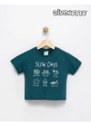 Erkek Bebek Yeşil Renk Slow Day Şantuklu Tişört