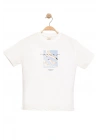 Erkek Çocuk Basic Kısa Kollu %100 Pamuk Martı Aplike Nakış Detaylı Rahat Beyaz T-Shirt