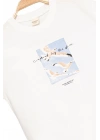 Erkek Çocuk Basic Kısa Kollu %100 Pamuk Martı Aplike Nakış Detaylı Rahat Beyaz T-Shirt