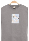 Erkek Çocuk Basic Kısa Kollu %100 Pamuk Martı Aplike Nakış Detaylı Rahat Gri T-Shirt