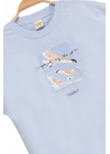 Erkek Çocuk Basic Kısa Kollu %100 Pamuk Martı Aplike Nakış Detaylı Rahat Mavi T-Shirt