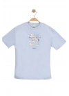 Erkek Çocuk Basic Kısa Kollu %100 Pamuk Martı Aplike Nakış Detaylı Rahat Mavi T-Shirt