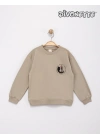 Erkek Çocuk Bej Renk Roket Baskılı Sweat