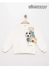 Erkek Çocuk Ekru Renk Futbol Topu Cepli Sweat