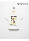 Erkek Çocuk Ekru Renk Take Me To Happy Days Baskılı Tişört