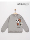 Erkek Çocuk Gri Renk Futbol Topu Cepli Sweat