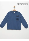 Erkek Çocuk İndigo Renk Engineer Club Cep Baskılı Sweat