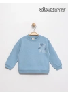 Erkek Çocuk Mavi Renk Born To Be Wıld Baskılı Sweat