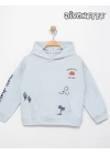 Erkek Çocuk Mavi Renk Camp Tıme Baskılı Kapşonlu Sweat