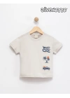 Erkek Çocuk Taş Renk West Coast Aplike Nakışlı Tişört