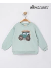 Erkek Çocuk Yeşil Renk Jıp Tekerlek Aplikeli Sweat
