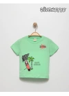 Erkek Çocuk Yeşil Renk Surf Time Baskılı Süprem Tişört