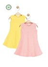 Kaşkorse Kız Çocuk Elbise 2li Set-Kız Çocuk Giyim
