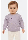 Kız Bebek %100 Pamuk Fırfırlı Lila Sweatshirt - Kız Çocuk Giyim