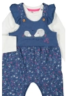 Kız Bebek Çiçek Desenli Tulum Badi 2li Set - Bebek Giyim