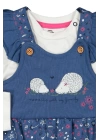 Kız Bebek Çiçek Desenli Tulum Badi 2li Set - Bebek Giyim