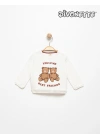 Kız Bebek Ekru Renk You And Me Ayı Baskılı Sweat