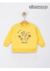 Kız Bebek Sarı Renk Kabartmalı Sevimli Sebzeler Nakışlı Sweat