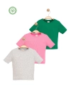 Kız Çocuk 3lü Set  Kısa Kollu Kaşkorse T-shirt -Çocuk Giyim