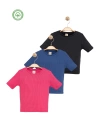 Kız Çocuk 3lü Set Kısa Kollu Kaşkorse T-shirt -Çocuk Giyim