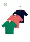 Kız Çocuk 3lü Set Kısa Kollu Kaşkorse T-shirt -Çocuk Giyim