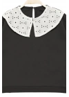Kız Çocuk Brode Yaka %100 Pamuk Sweatshirt - Süs Brode Yakalı Çocuk Sweat