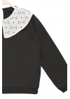 Kız Çocuk Brode Yaka %100 Pamuk Sweatshirt - Süs Brode Yakalı Çocuk Sweat